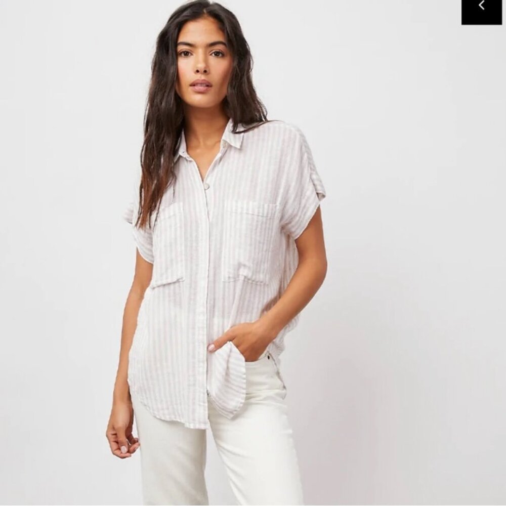 Rails Cito striped button up linen blend shirt